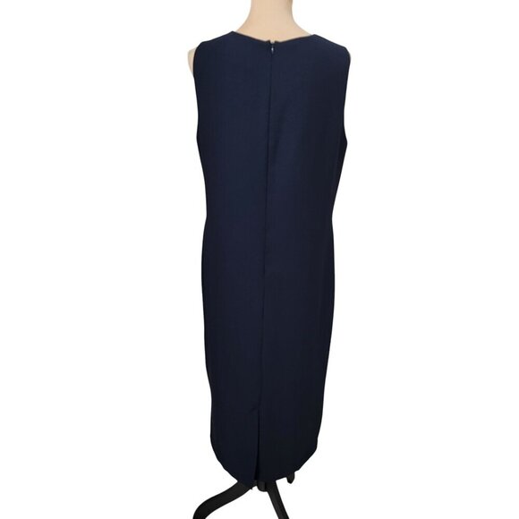 Vintage Nancy Michaels Size 12 Navy Blue Sleeveless Sheath Dress, Exc. Used Cond - Picture 4 of 11